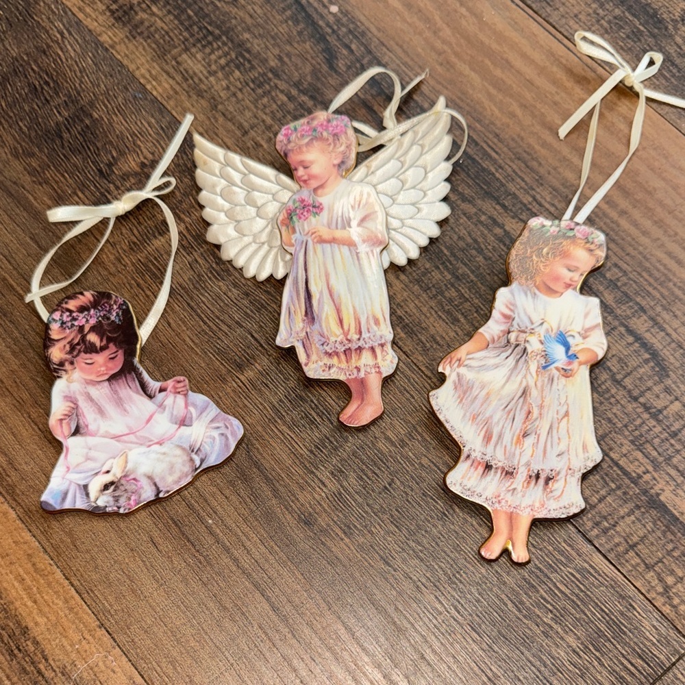 The Bradford Exchange Angel Ornament Trio with Cream and White Accents